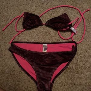 Pink and black swimsuit